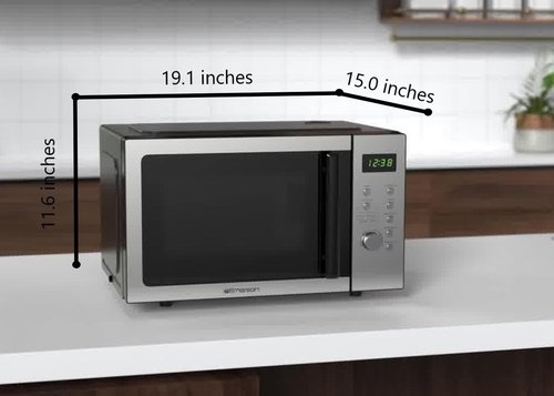 Emerson MW9005SS Microwave Oven - Compact 0.9 Cu. Ft. Design with LED Display & Child Safety Lock