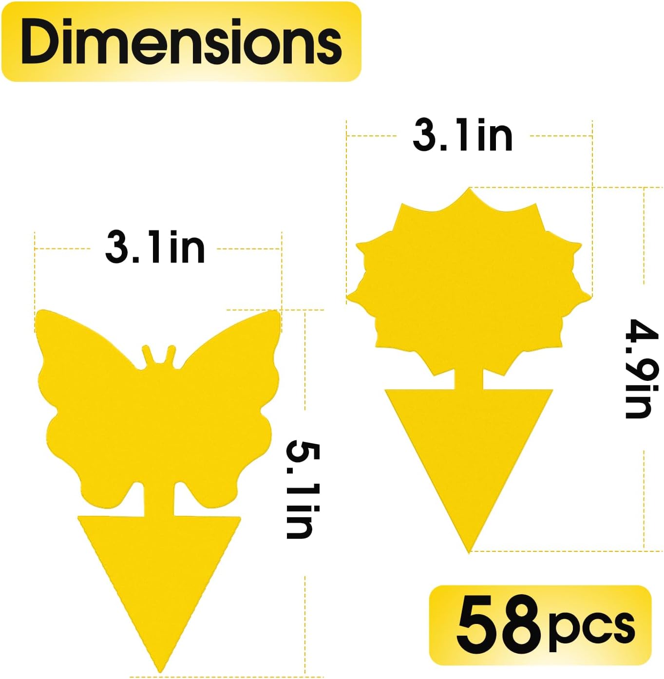 Skiennix 58 Pack Flying Insect Traps - Non-Toxic Yellow Sticky Traps for Gnats, Flies & Bugs | Indoor & Outdoor Use