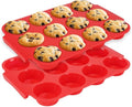 Jalopink Silicone Muffin Pan - 12-Cup Nonstick Baking Mold with Handle | Food-Grade, BPA-Free, Odorless