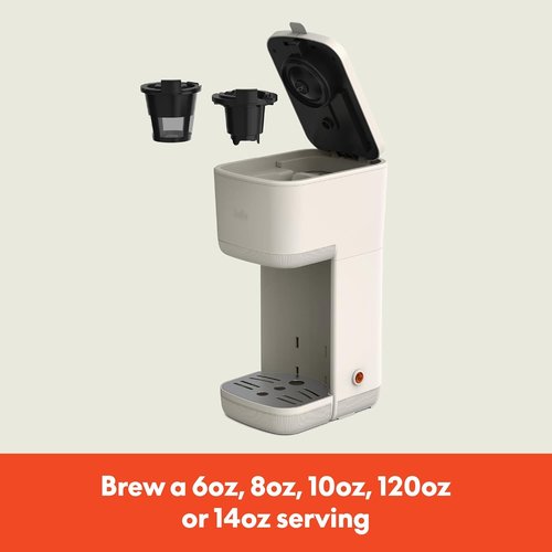 BELLA Single Serve Coffee Maker - K Cup & Ground Compatible, Adjustable Drip Tray, 6oz to 14oz Brews