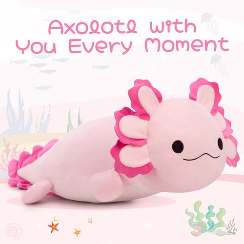 MaoGoLan 47" Giant Axolotl Stuffed Animal,Ultra Soft Salamander Kids Body Pillow Plush,4 Feet Jumbo Throw Pillow Plushie for Axolotl Lover,Home Decor,Gifts