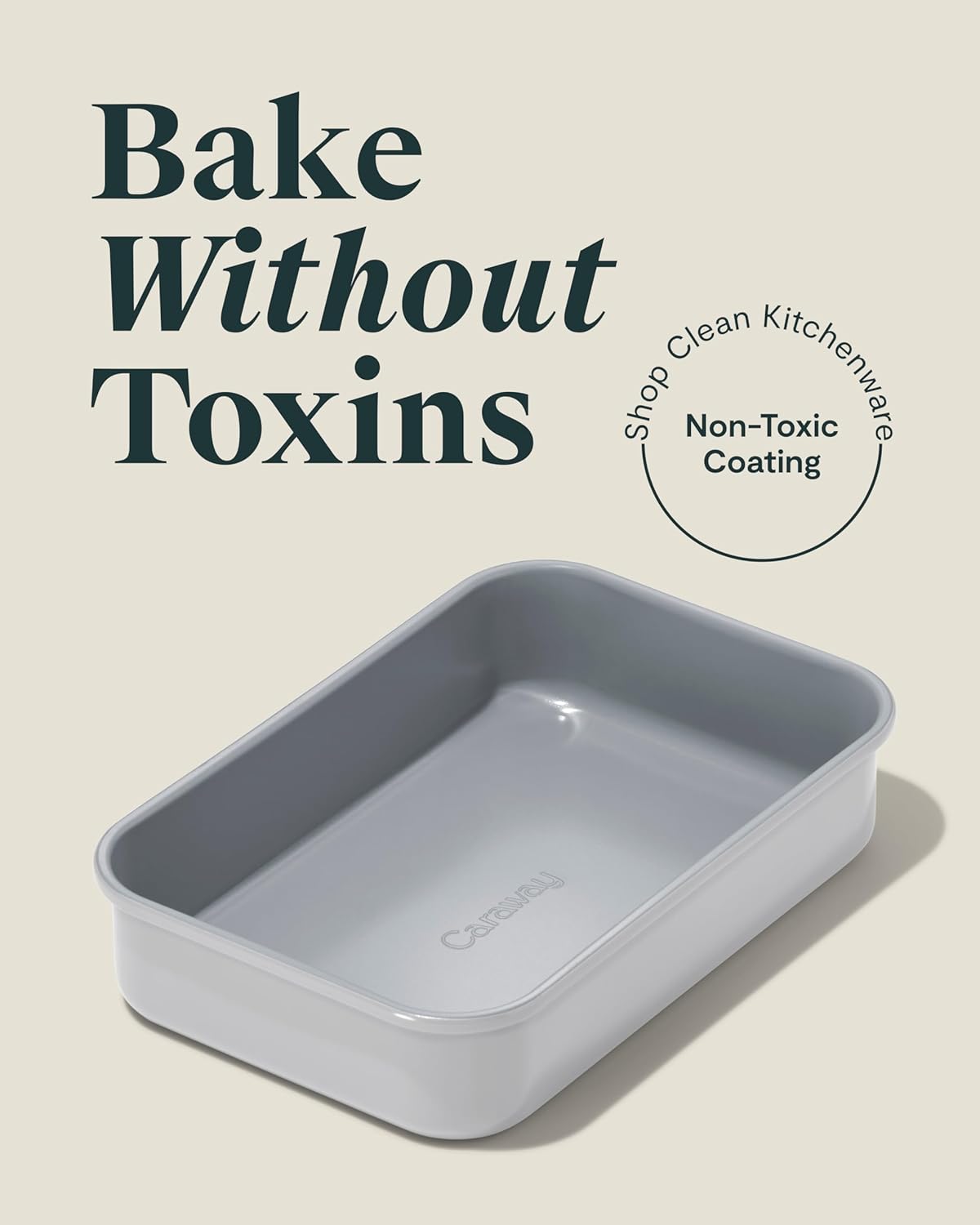 Caraway Nonstick Baking Pan Duo - 9” x 6.5” Deep Ceramic Pan, Non-Toxic & PFOA Free - Gray