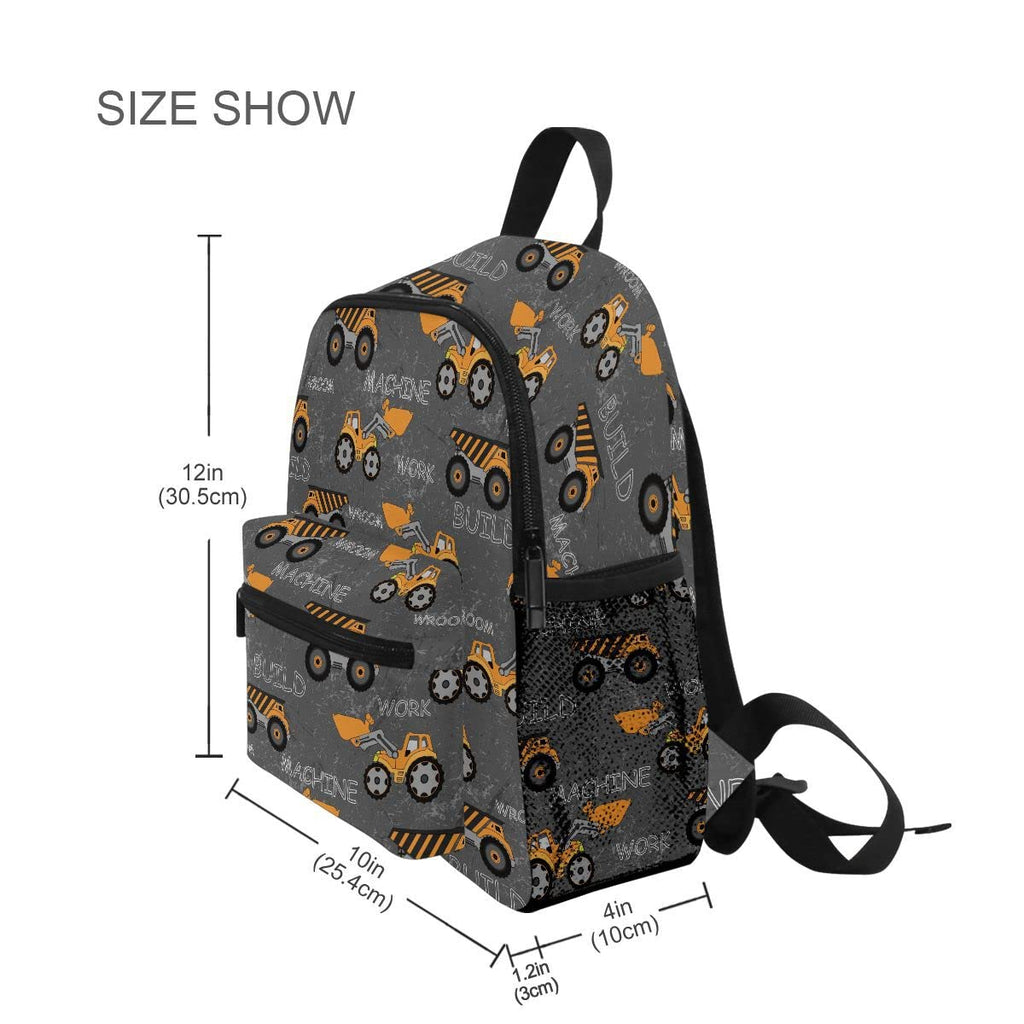linqin Toddler Backpack for Boys Construction Truck Tractor Backpack Toddler Boys Preschool Bookbag Children Mini Travel Bag for Kids 3-8