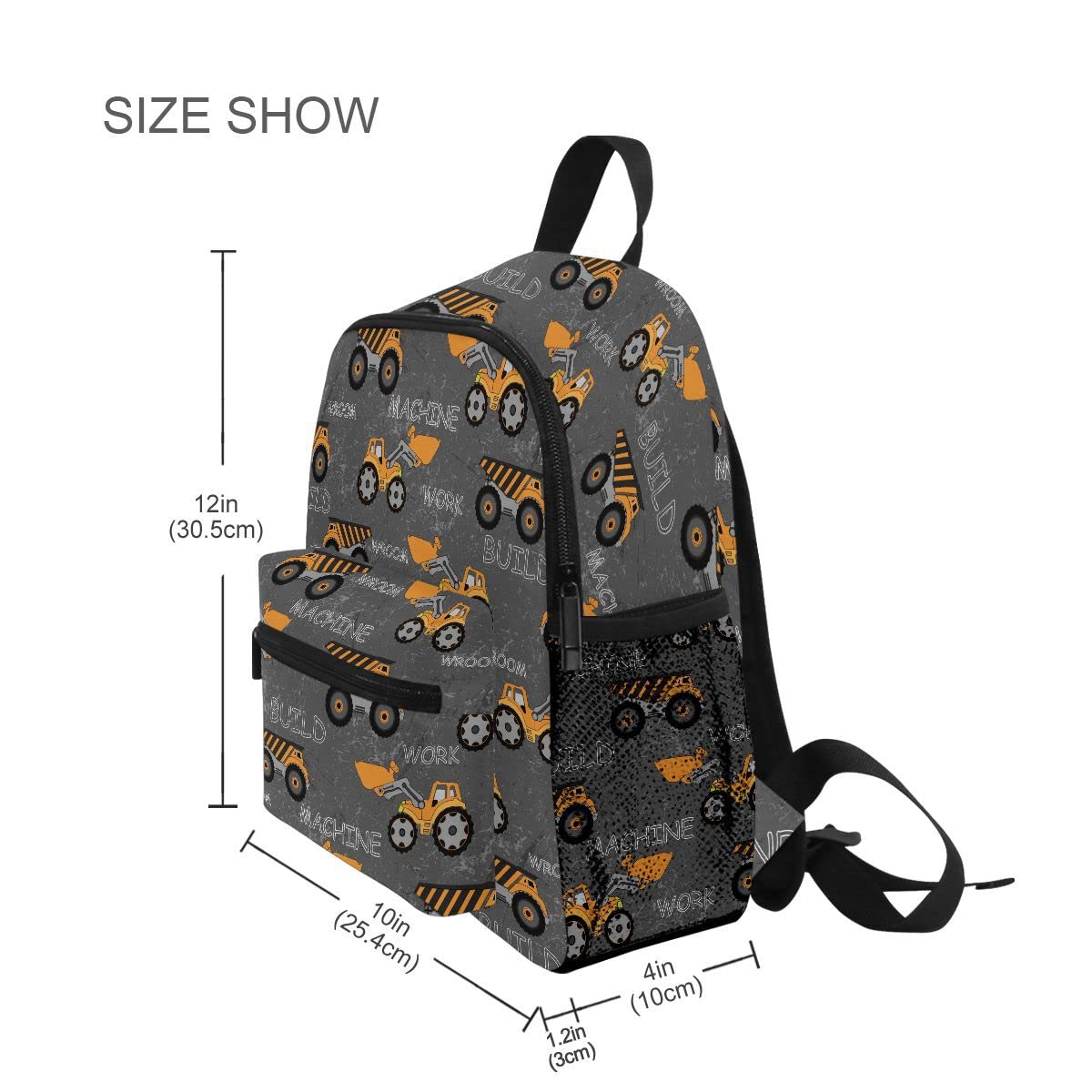 linqin Toddler Backpack for Boys Construction Truck Tractor Backpack Toddler Boys Preschool Bookbag Children Mini Travel Bag for Kids 3-8