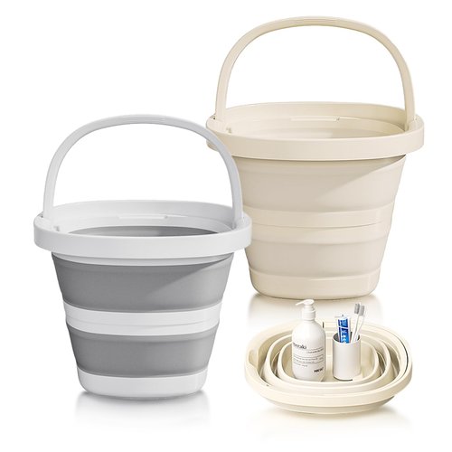 2-Pack Collapsible Buckets (2.6 Gallon/10L) - Foldable Rectangular Design with Handles, Space-Saving for RV, Camping, Car Wash, Fishing & Cleaning - Durable, Portable & Multi-Purpose