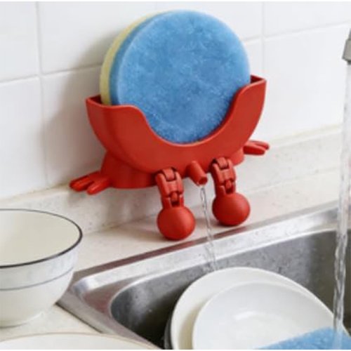 Cute Hanging Sponge Holder with Drainage, 3D Printed Sponge Holder, For Scrub Daddy Holder, Funny Sponge Stand for Kitchen Sink, Keeps Your Sponge Dry & Smiling, No sponge ﻿ (Black)