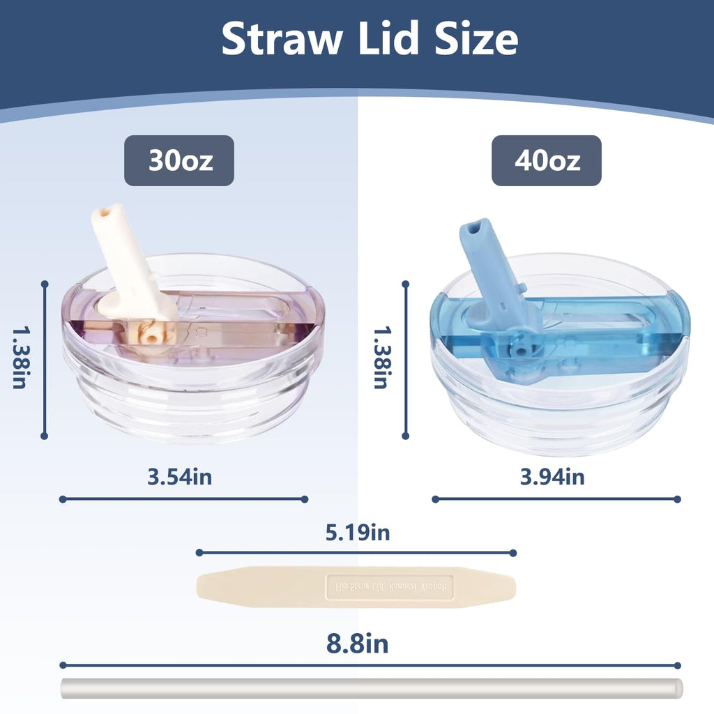 2 Pack 30 oz Tumbler Flip Straw Lid for Stanley Quencher ProTour Leak Proof Lid Replacement for Stanley H2.0 Quencher, Spill Proof Reusable Lid for Stanley Cup Accessories(Cream & Cream, 30 oz)