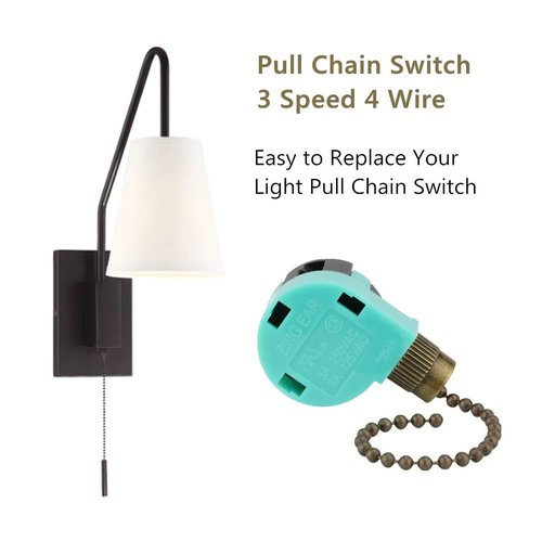 Ceiling Fan Switch 3 Speed 4 Wire Zing Ear ZE 268S6 Pull Chain Switch Control Replacement 3 Speed Control Switch Ceiling Fans, Wall Lamps, Cabinet Light, Antique 2PCS