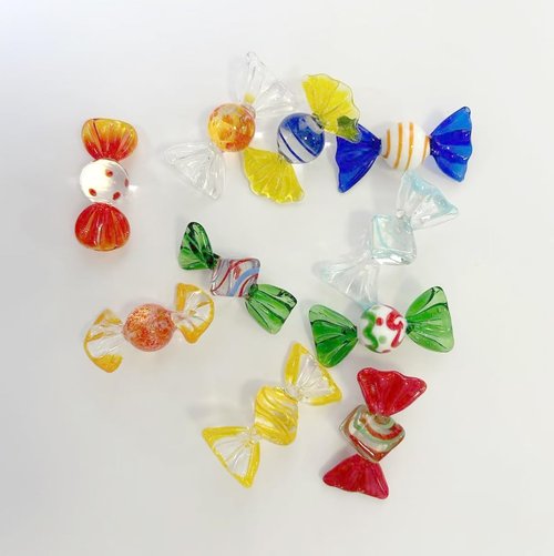 Murano Glass Candy Ornaments - Handmade Vintage Sweets | 24-Piece Set for Home & Holiday Decor