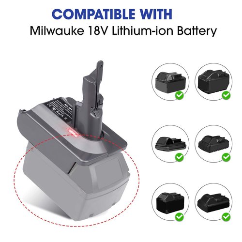 Upgrade V7/V8 Battery Adapter, for Milwaukee M18 18V Li-ion Battery, Replace for Dyson V7 and V8 Battery Series Cordless Stick Vacuum Cleaner (V7 V8 Common)