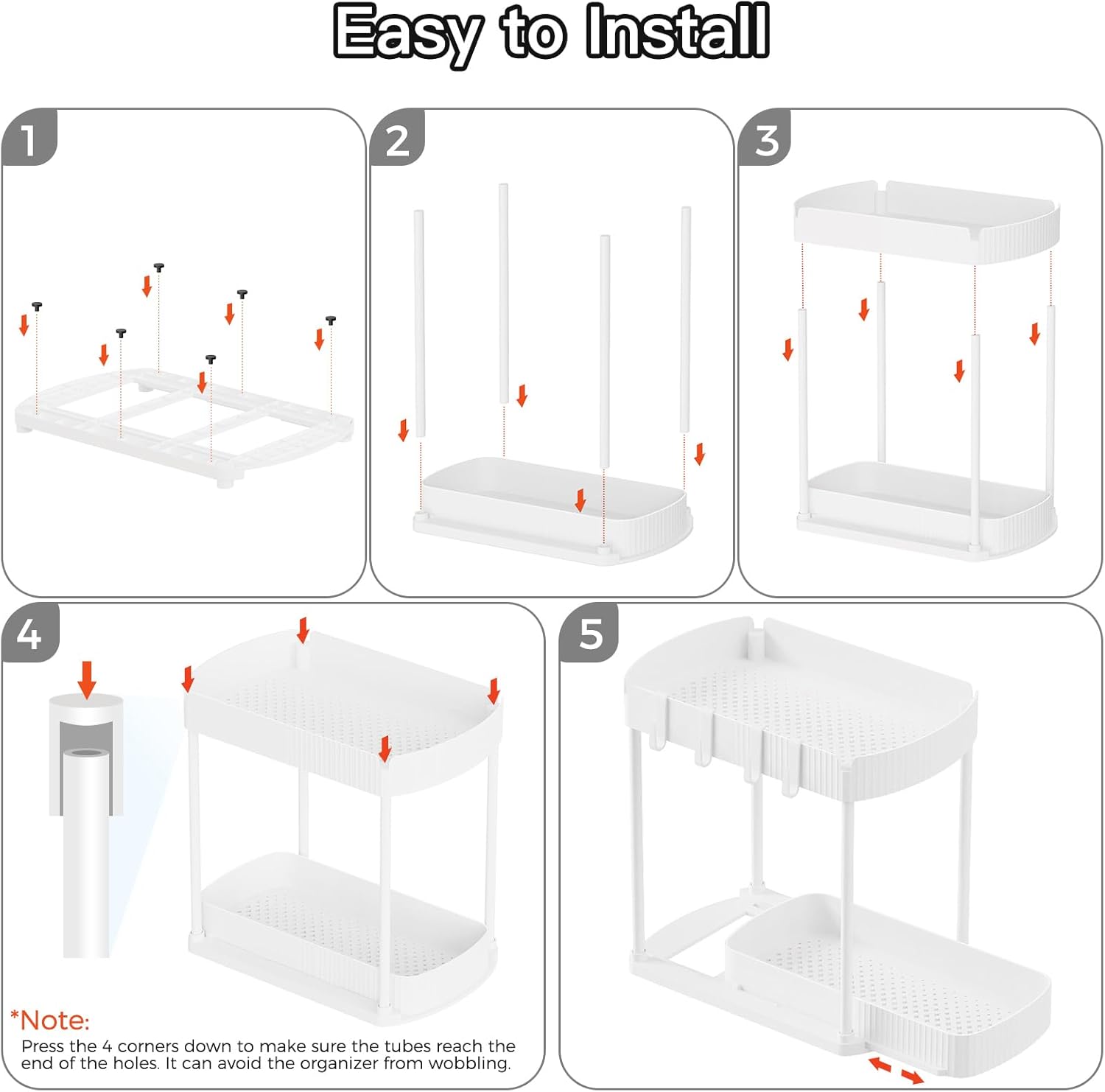 Ukeetap Multi-Purpose Pull-Out Storage Organizers - Under Sink & Cabinet, 12.8 Inch, White