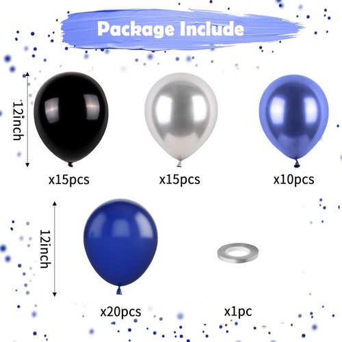Metallic Navy Blue & Silver Balloons - Perfect for Kids' Birthday, Space Party, or Baby Shower