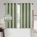 MIULEE Blackout Curtains - 100% Thermal Insulated Linen Texture - Sage Green | 52x45 Inch (2 Panels)