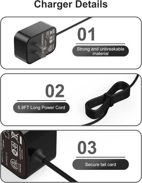 WUKUR Charger Compatible with Dirt Devil Quick Flip BD30010 BD30010FDI 8V Handheld Vacuum Cleaner Charger for PartNamber 440009122 Power Supply
