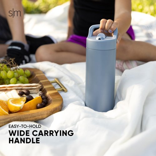 Simple Modern Kids Water Bottle with Straw lid | Insulated Stainless Steel | Reusable Thermos for Girls, School & Sports | Leak Proof & BPA Free | Mesa Collection | 16oz, Lavender Checkmate