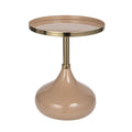 Bloomingville Sturdy Enameled Metal Tray Table, Taupe and Gold