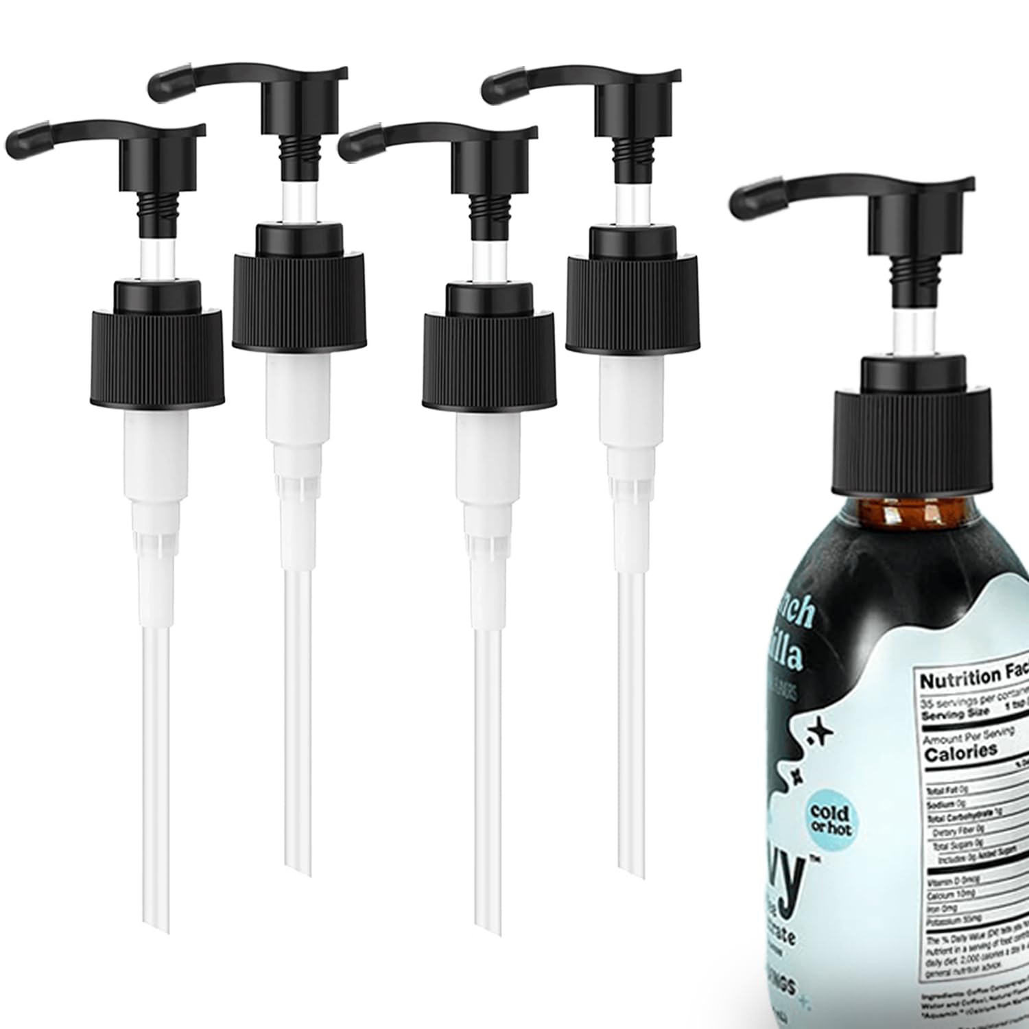 Oxyooh Syrup Pump for Javy Coffee Concentrate 6fl oz, 4 Pack Syrup Pump Dispenser Compatiable with Javy Protein Coffee Concentrate for 177ml Bottle, Replaces Measuring Spoon