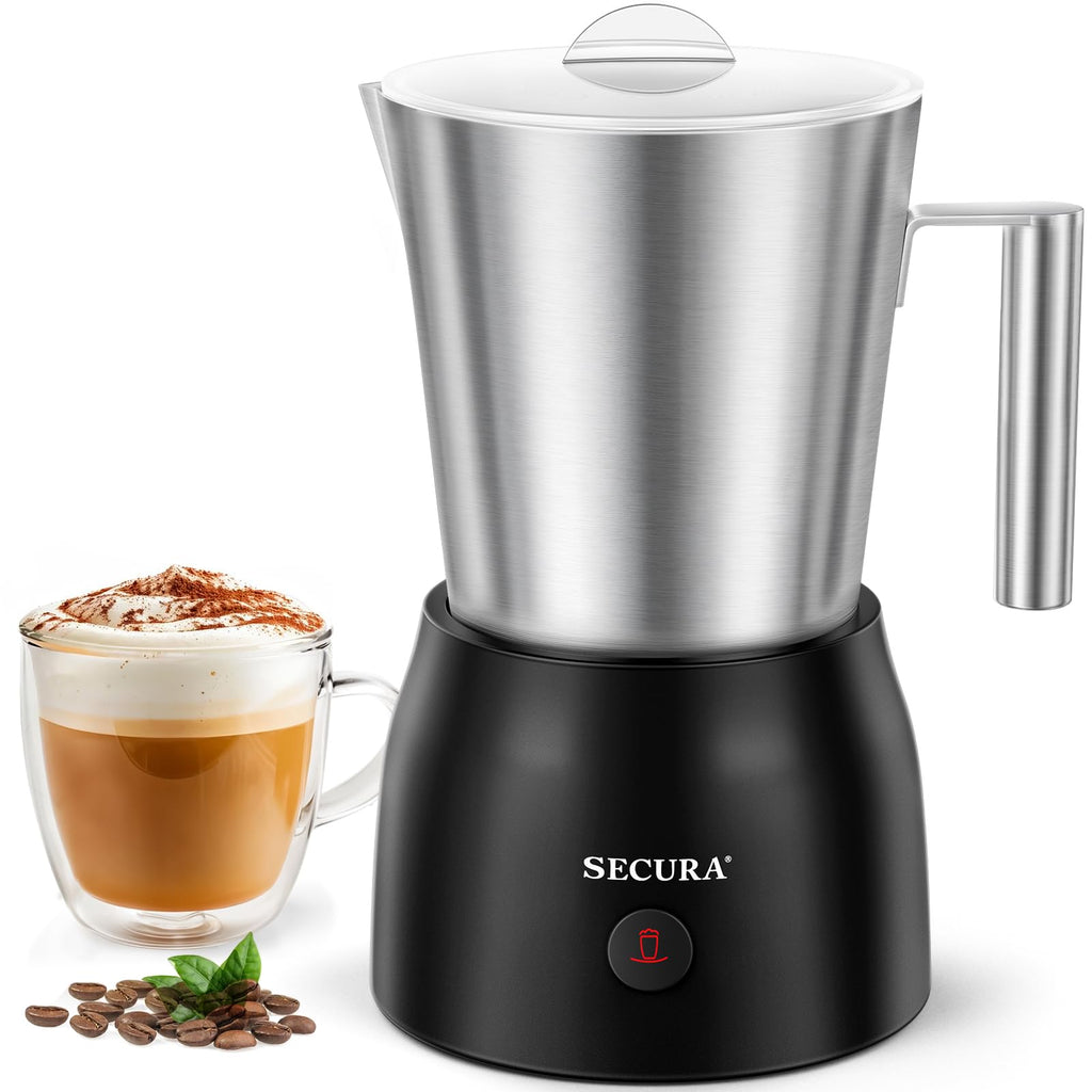 Secura 17oz Electric Milk Frother and Steamer, Stainless Steel Detachable Milk Jug, 4-in-1 Hot & Cold Foam Maker for Latte, Cappuccino & Hot Chocolate, BPA & Teflon-Free, Dishwasher Safe