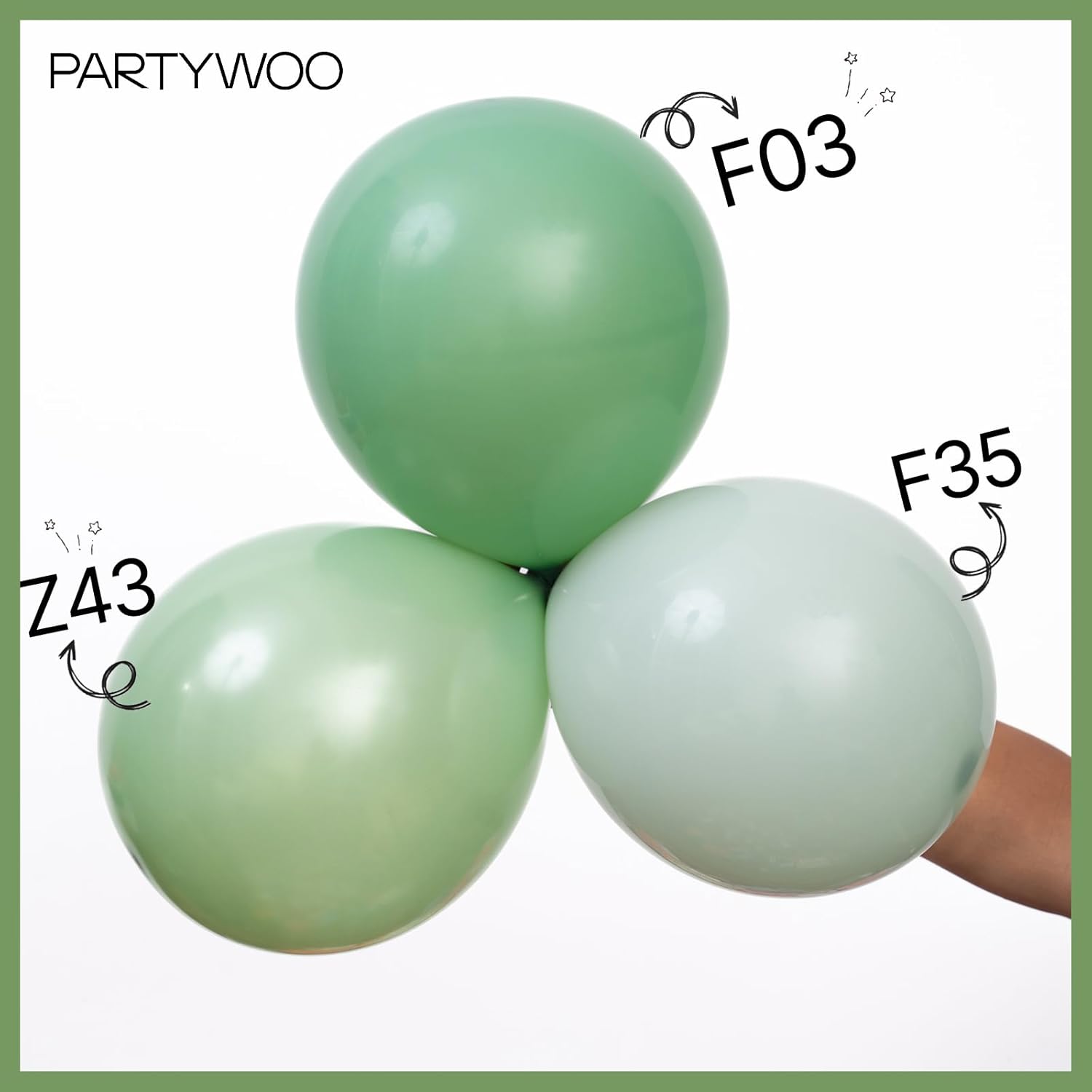 PartyWoo Dusty Green Balloons - 50 Pcs Mini Matte Sage Olive Latex for Weddings & Parties | 5 Inch
