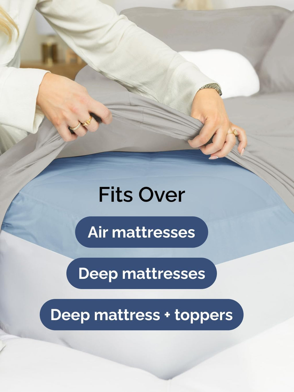Skiennix Extra Deep Cal King Sheet Set - 6 Piece Breathable Cooling Bedding - Soft Wrinkle-Free Light Grey