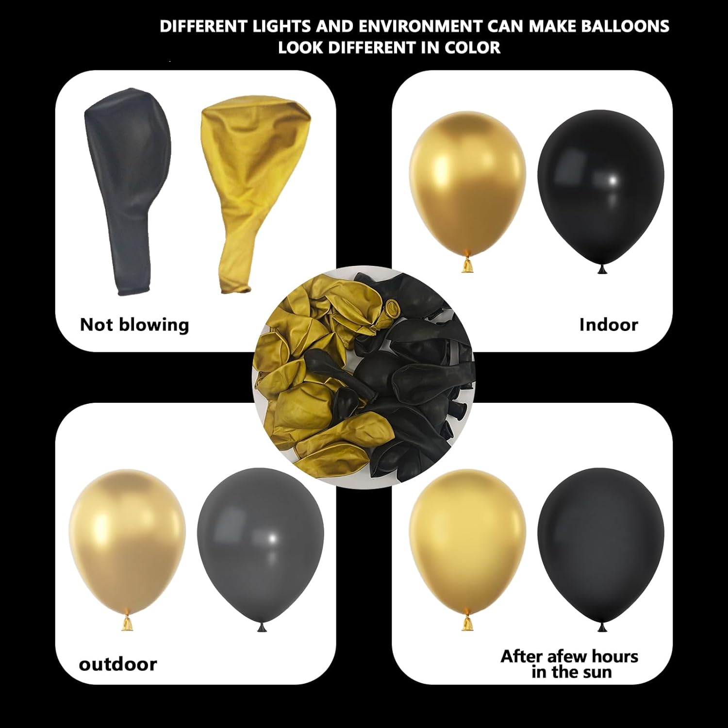 Skiennix Black and Gold Balloon Garland Arch Kit - 134pcs Metallic Balloons for Graduation, New Year & Birthday Celebrations