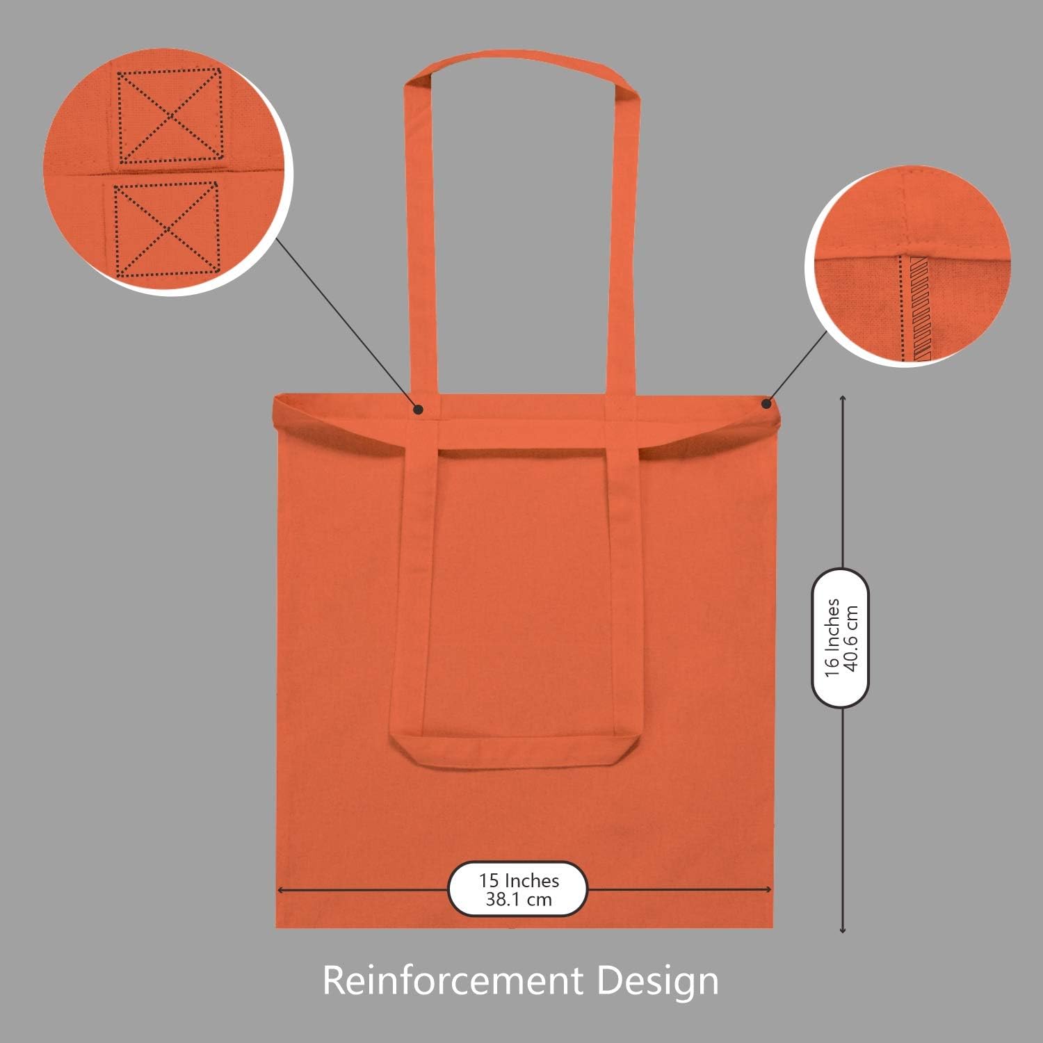 TOPDesign 24-Pack Orange Cotton Tote Bags - Lightweight, Reusable Grocery Bags for DIY & Promotions