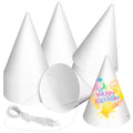 WEOXPR 20 Pieces White Paper Party Hats for Kids Birthday, Decorative Bulk Cone Crafts for Adults Art DIY, Halloween Supplies