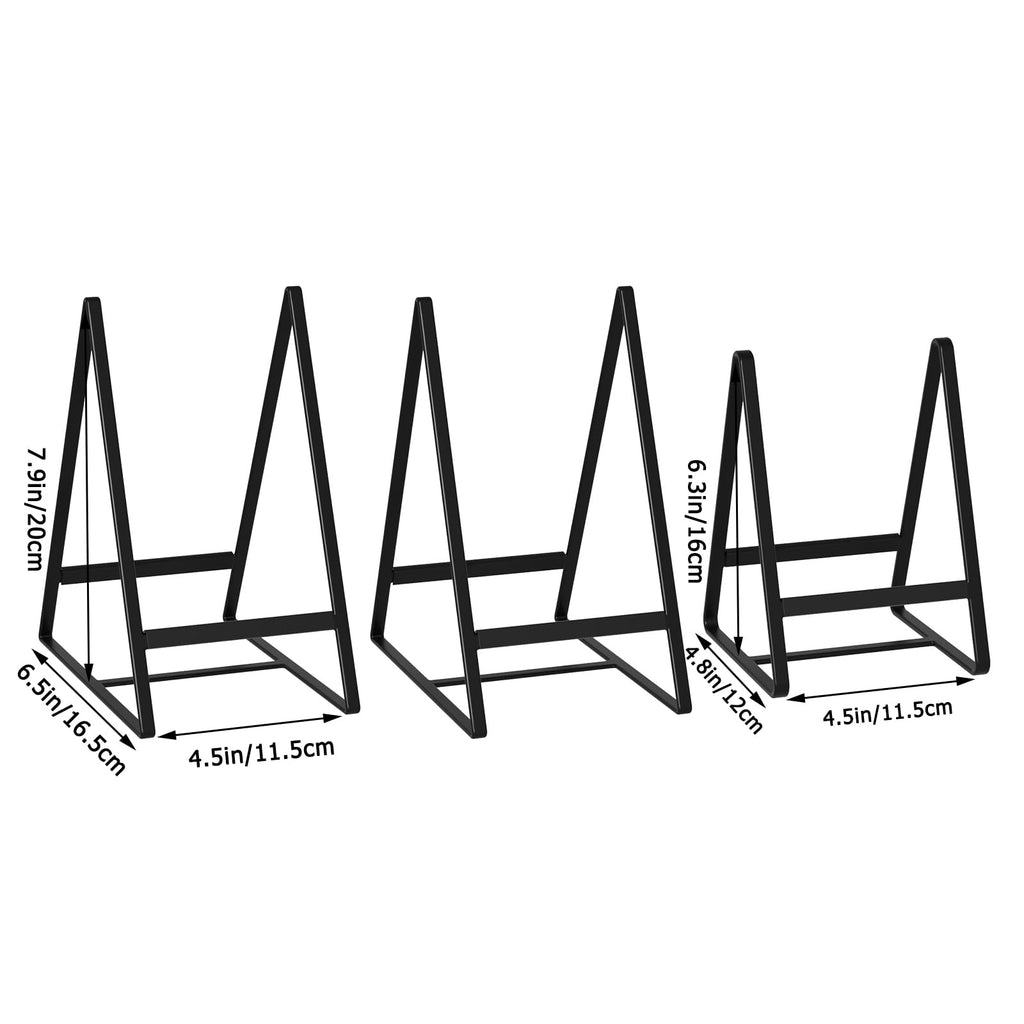 Hikinlichi 2 Large 1 Small Triangle Plate Holders Organizers Upright Cabinet Dish Drying Racks Metal Plate Dish Organizers Racks Stands for Countertop and Cupboard White