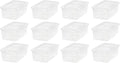 IRIS USA Storage Bins - 12-Pack 6 Quart Crystal Clear Stackable Containers for Shoes & Classroom Organization - BPA-Free