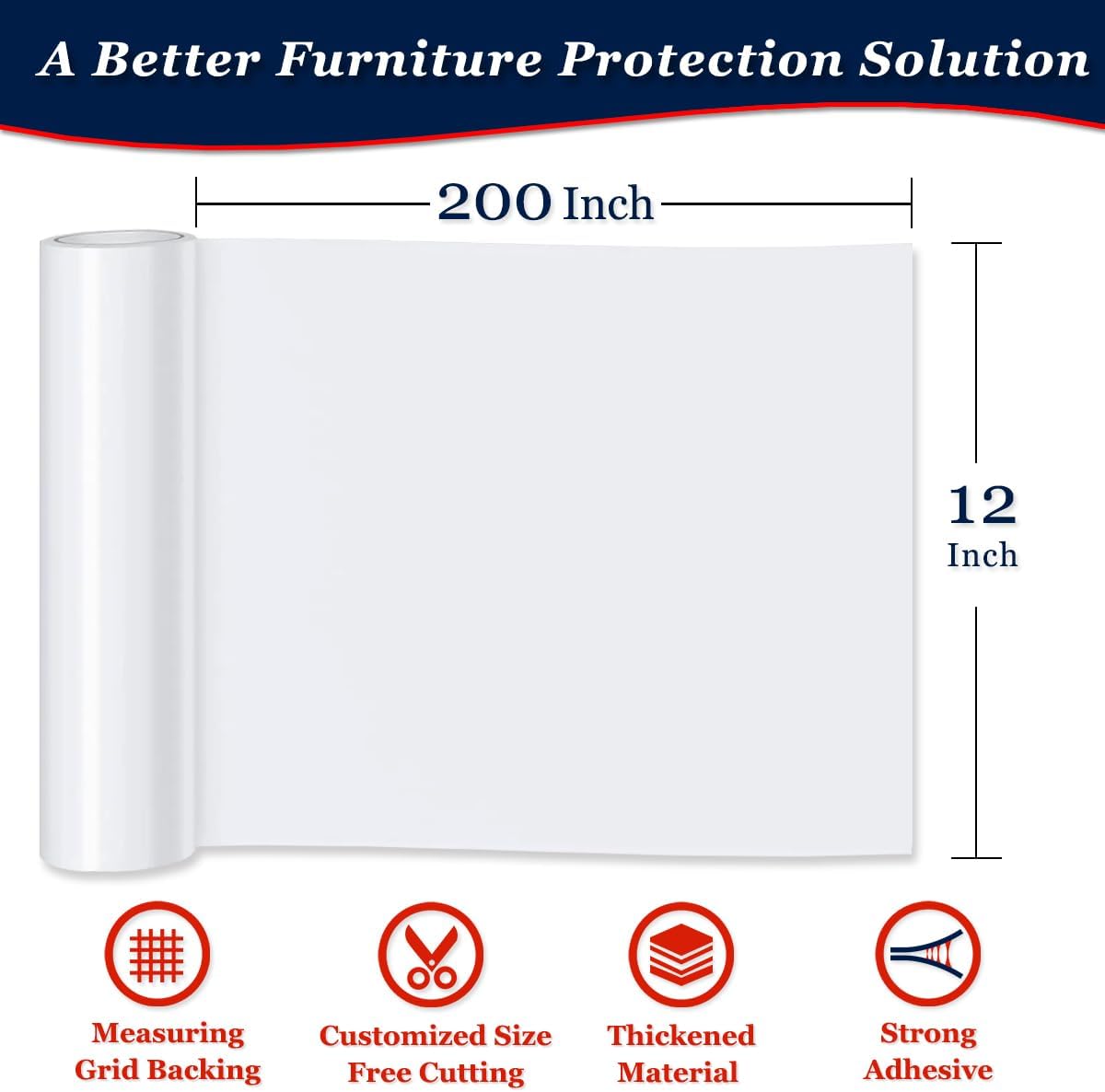 Skiennix Anti-Cat Scratch Furniture Protector - 12"x200" Single-Sided Sticky Tape for Sofas, Carpets & Doors