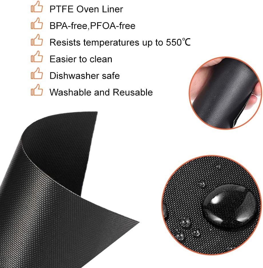 Oven Liners for Bottom of Oven Compatible with Breville BOV900BSS the Smart Oven Air Fryer Pro, Square Air Fryer Liners Reusable Baking Mat, 4 PCS Teflon Sheets for Breville Accessories