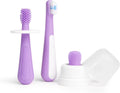 Ubbi Grow With Me Toothbrush Set - Silicone Finger Brush & 360° Soft Bristles - Smoothie Purple