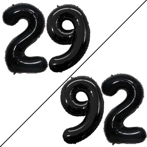 GOER 29 Inch Jumbo Number Balloons - 29th Birthday Party Decorations | Black Foil Helium Balloons