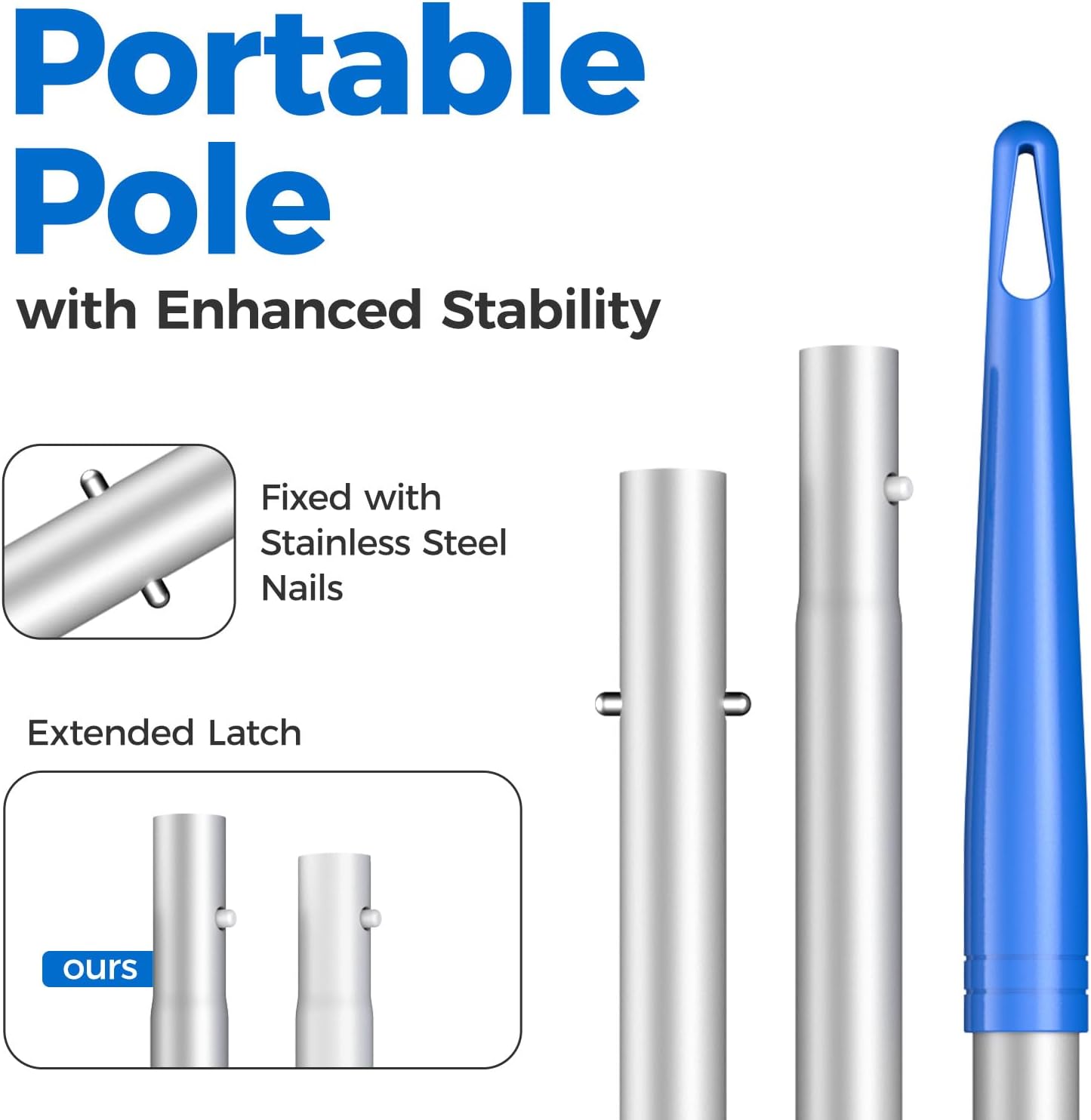 Skiennix Swimming Pool Skimmer Net - 57-Inch Telescopic Aluminum Pole for Quick Cleaning | Ideal for Ponds, Hot Tubs, and Spas