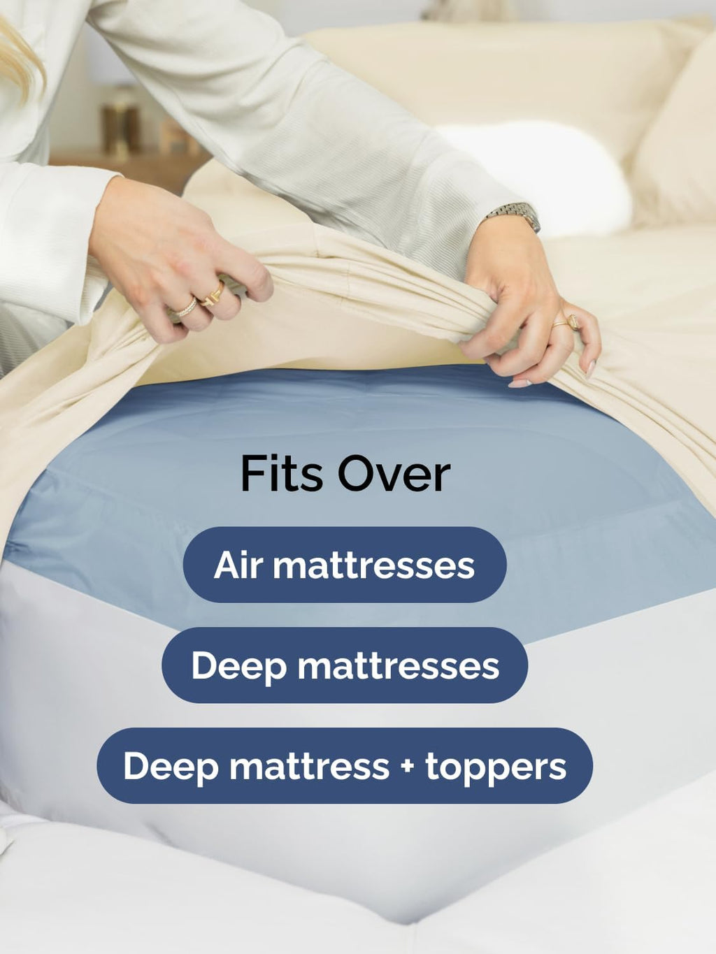 Skiennix Extra Deep Queen Sheet Set - 6 Piece Breathable Cooling Bedding - Soft Wrinkle-Free Off White