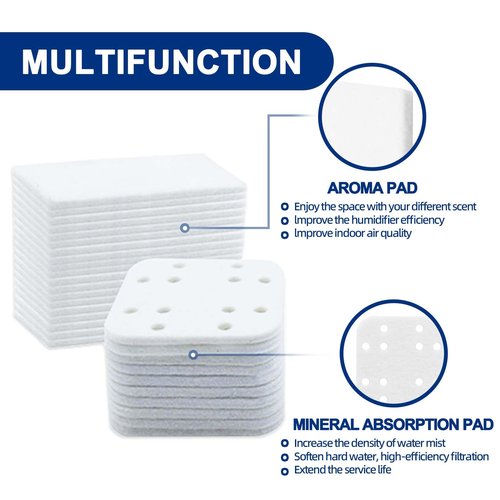 Humidifier Replacement Filters 20 Pack and Replacement Aroma Pads 20 Pack - Compatible with LEVOIT LV600HH, LV600S, OasisMist450S, OasisMist600S - Descaling Pads, White