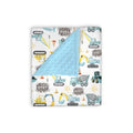 EyMzcod Mink Baby Boy Blankets Blue Yellow Construction Vehicle, A Little Dirt Never Hurt Double Layer Dotted Backing Receiving Swaddle, Newborn Infant Toddler Nursery Crib Bedding Shower Gift 30 x 40