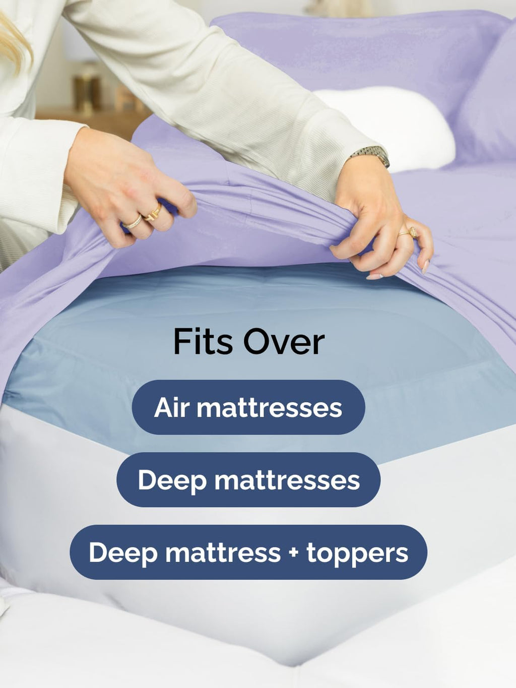 Skiennix Extra Deep Full Sheet Set - 6 Piece Breathable Cooling Bedding - Soft Wrinkle-Free Lavender