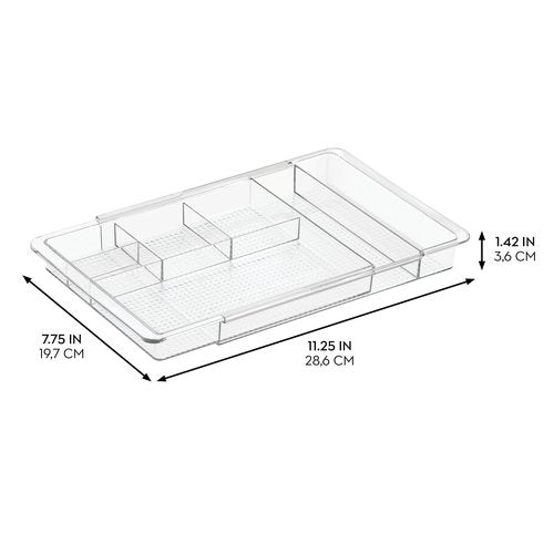 iDesign Expandable Vanity Drawer Organizer, The Clarity Collection – 11.25” to 18.5”, Clear