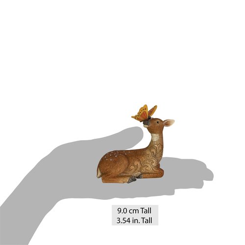 Enesco Jim Shore Heartwood Creek Deer with Butterfly on Nose Miniature Figurine, 3.54 Inch, Multicolor