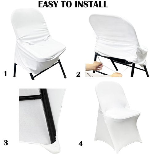 Maiangel 40PCS Stretch Spandex Folding Waterproof Chair Covers,Universal Fitted Chair Cover Protector for Wedding Party Banquet Holidays Celebration Decoration(40, White New)