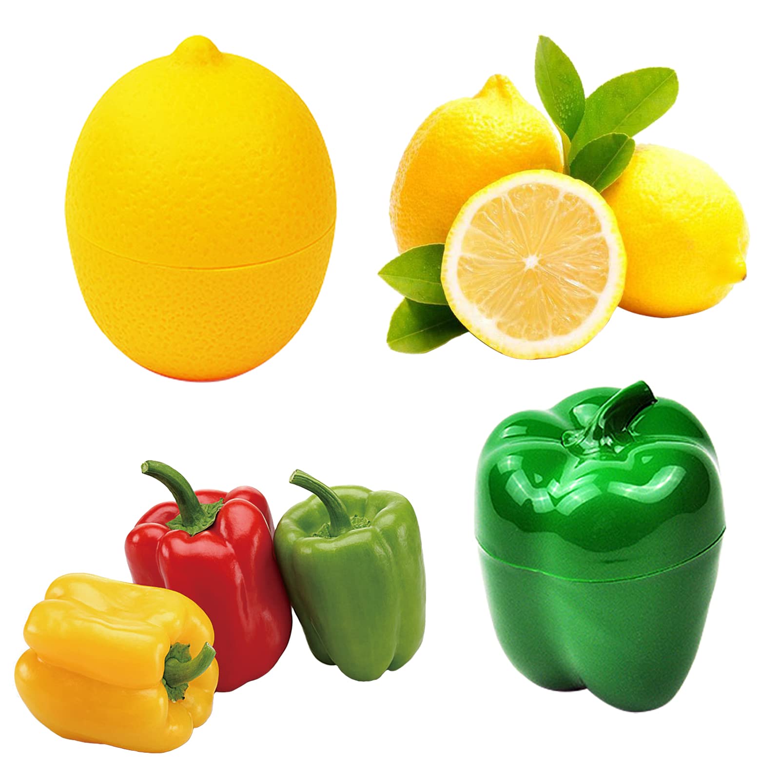 LICHMA 5pcs Plastic Vegetable Storage Box Lemon Onion Tomato Green Pepper and Garlic Insurance Container Fruit Food Fresh-Keeping Reusable (5pcs)