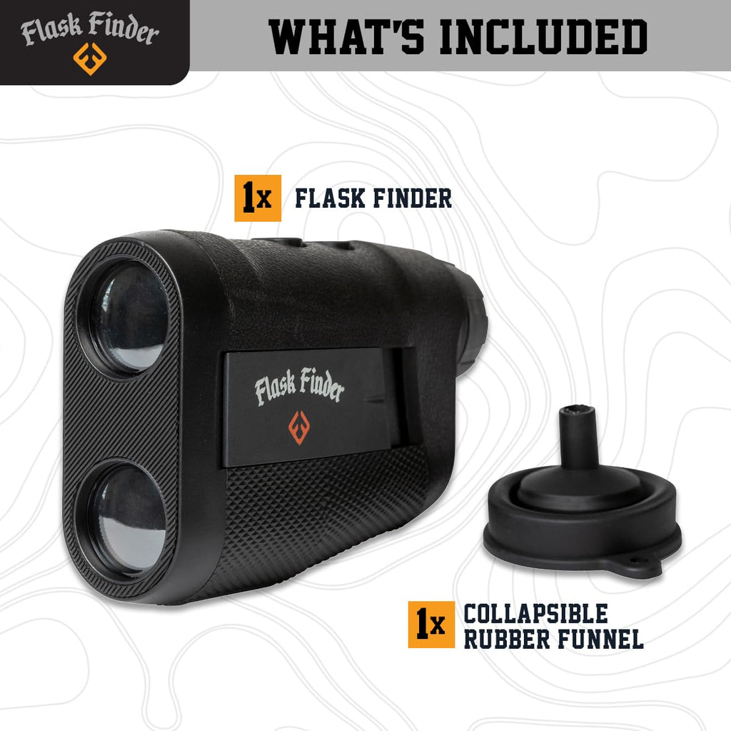 Flask Finder – Golf Flask Shaped Like a Rangefinder, 7oz High-Grade Plastic with Collapsible Funnel, Lightweight and Travel-Friendly Drink Container – Golf Gift for Men