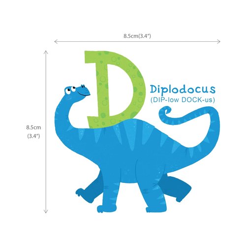DECOWALL DS4-8033 A-Z Dinosaur Alphabet (Small) Kids Wall Stickers Decals Peel and Stick Removable for Nursery Bedroom Living Room Art murals Decorations