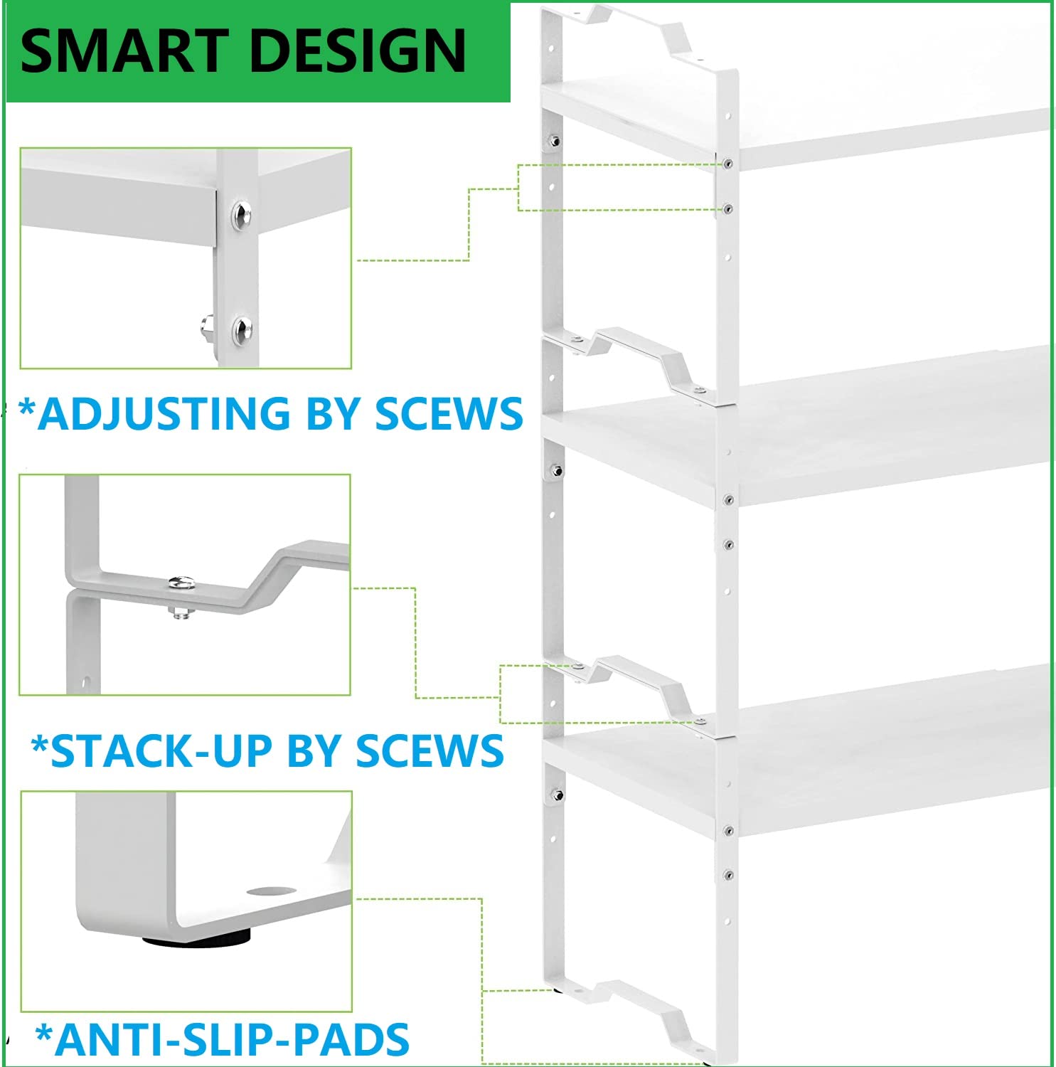 Jojocross Expandable Shelf for Cabinet Organizer Adjustable Stackable Spice Rack at Kitchen and Bathroom More, Counter Countertop Cupboard Organization Pantry Storage(LARGE/1PACK/WHITE)