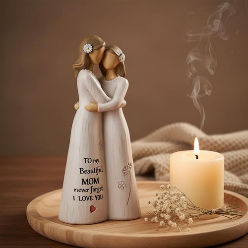 NAN ZAI NAN FANG Mother Daughter Figurine - Hand-Painted 5.5" Sculpture for Home Decor | Perfect Gift for Mom