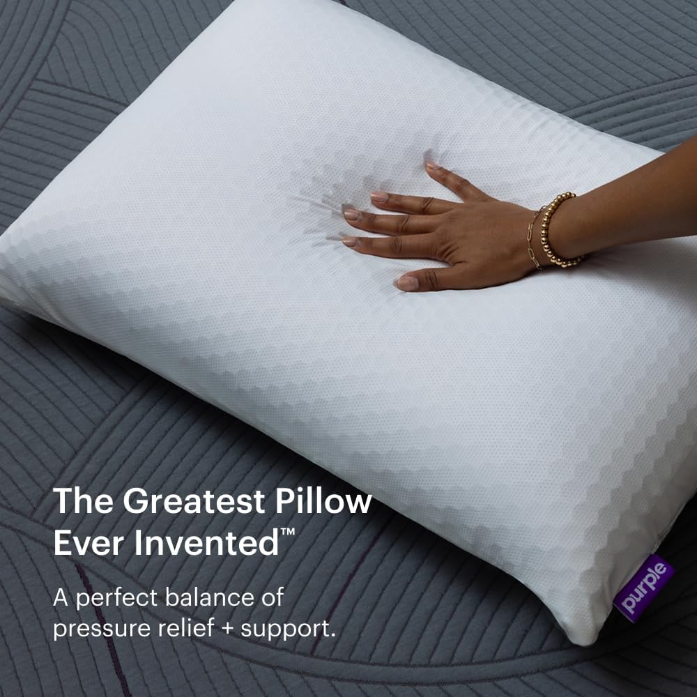 Purple Harmony Pillow - Talalay Latex Foam Cooling Pillow for Side Sleepers | 360º Hex GelFlex Grid, Medium Feel, Standard Size