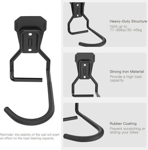 Housolution Bike Wall Mount | Heavy-Duty Vertical Bike Rack for Garage Storage - 4 Pack with Fixed Hook