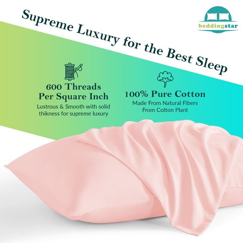 Youth Pillowcase 16x22 Set of 2 Kids Travel Pillow Case Cover with Zipper Closure 600 Thread Count 100% Egyptian Cotton Soft & Skin Friendly Youth Toddler Pillowcase 16x22 Inches, Blush Pink