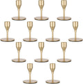 Candeldo Gold Taper Candle Holders - Elegant Metal Centerpiece Set of 12 for Weddings & Christmas Decor